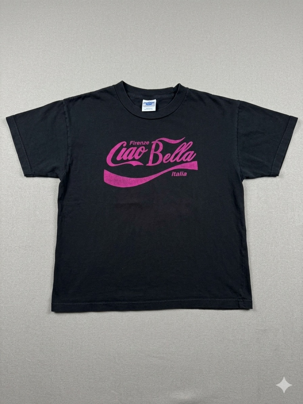 Ipanema Black Tee with Pink 'Ciao Bella' Graphic